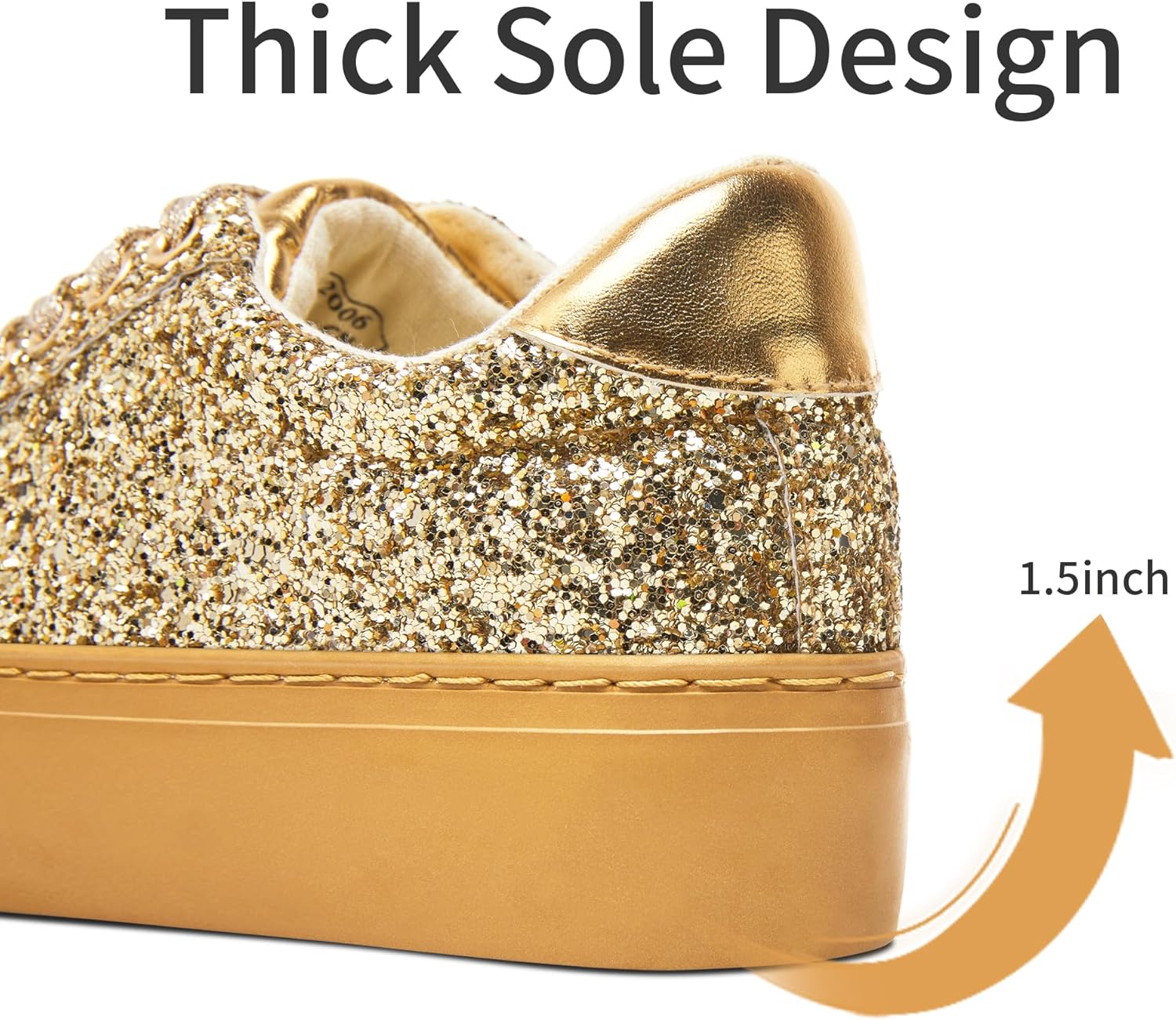 Jeekopeg Glitter Platform Sneakers Women Casual Sequin Sparkly Shoes Bling Thick Sole Walking Shoes Shiny Sequin Wedding Sneakers for Lady - Image 5