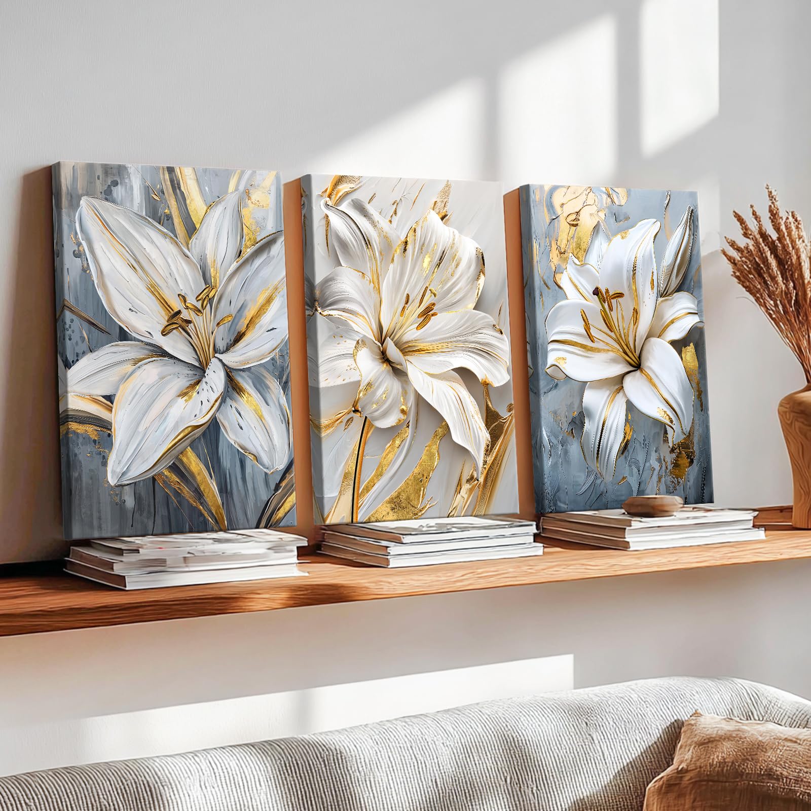3 Pcs Wooden Framed Canvas Wall Art Set Bohemian Sage Green Canvas Prints Poster Geometric Line Beige Green Pictures for Living Room Bedroom Dinning Room Hallway Stairs Wall Decor 30x40cm x3pcs — view 86