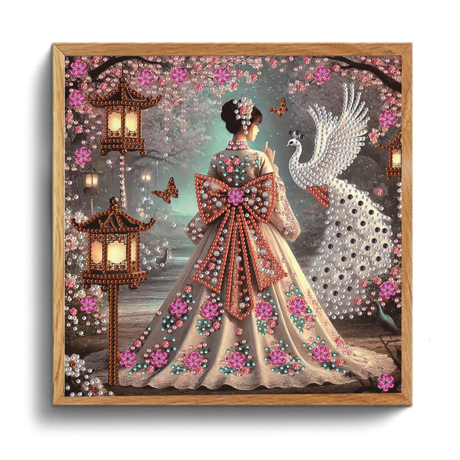 POETRYDRAW Sakura Garden Lady Special Shaped DIY Partial Drill Diamond Art Painting Kit for Adults Beginners Home Decor Diamonds Paintings Gem Art 30x30cm (Sakura Garden Lady)
