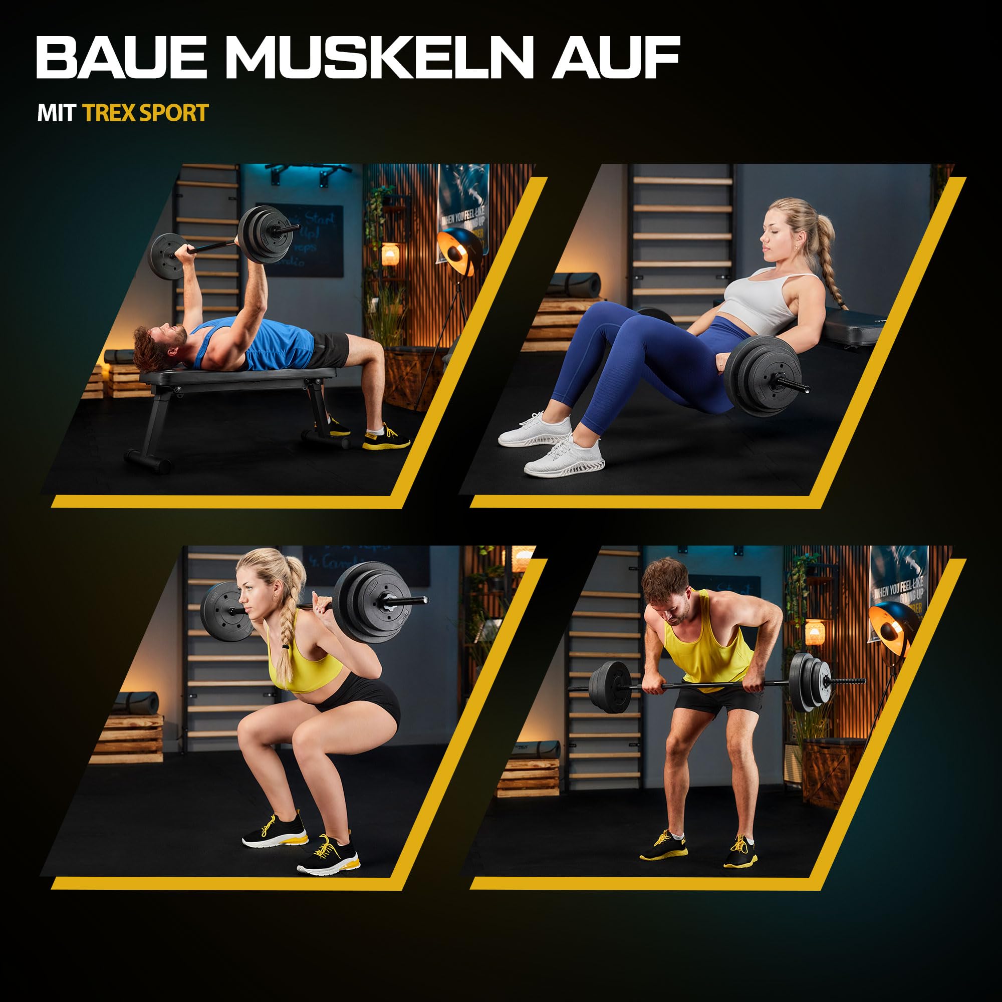TREX SPORT Langhantelstange 120 cm & 150 cm Hantelstange bis 100 kg 25 mm | Stahl Hantelstange für Krafttraining, Rutschfeste Griffe, Sternverschlüsse