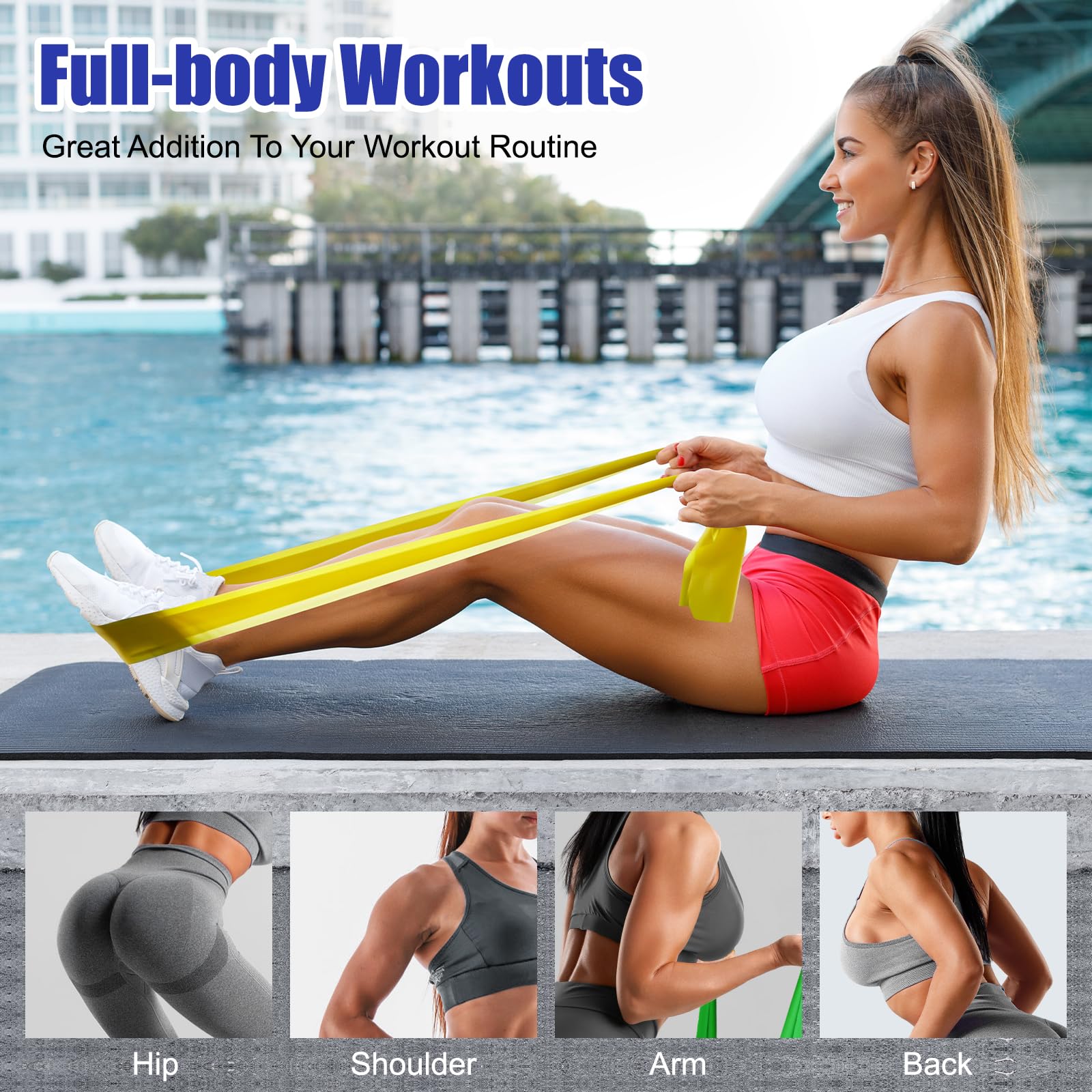 Latex Flat Resistance Bands for Physical Therapy and Rehab, Pilates, Yoga — Amazon image 6