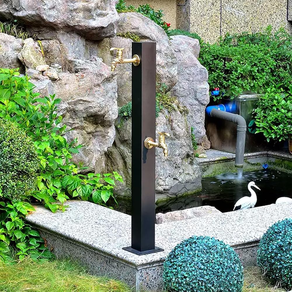 Extensor vertical de manguera anticongelante para jardín al aire libre con 2 pistolas pulverizadoras, dispensador de fuente de agua decorativo