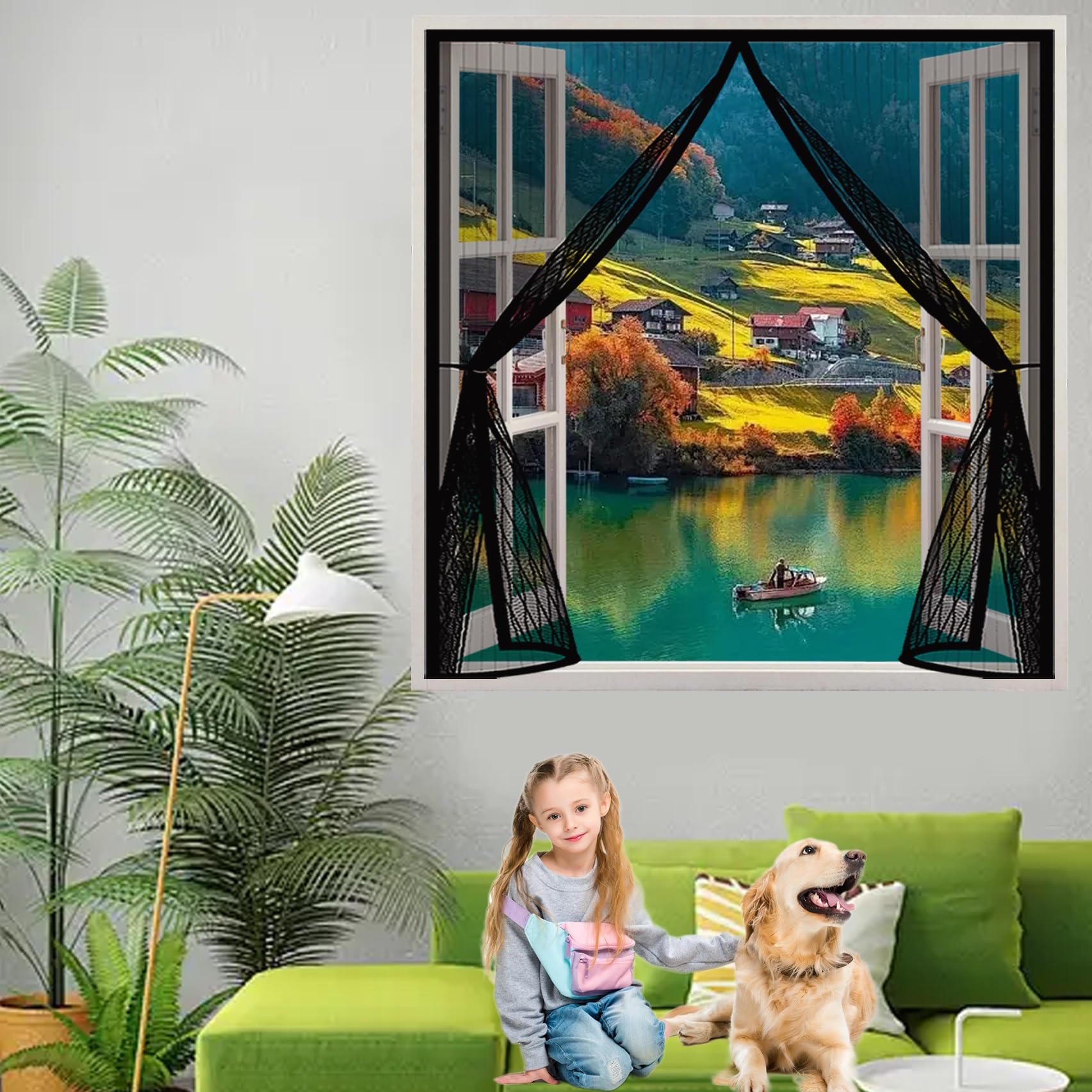 Moustiquaire magnétique 255 x 205 cm pour porte de balcon et cave noire