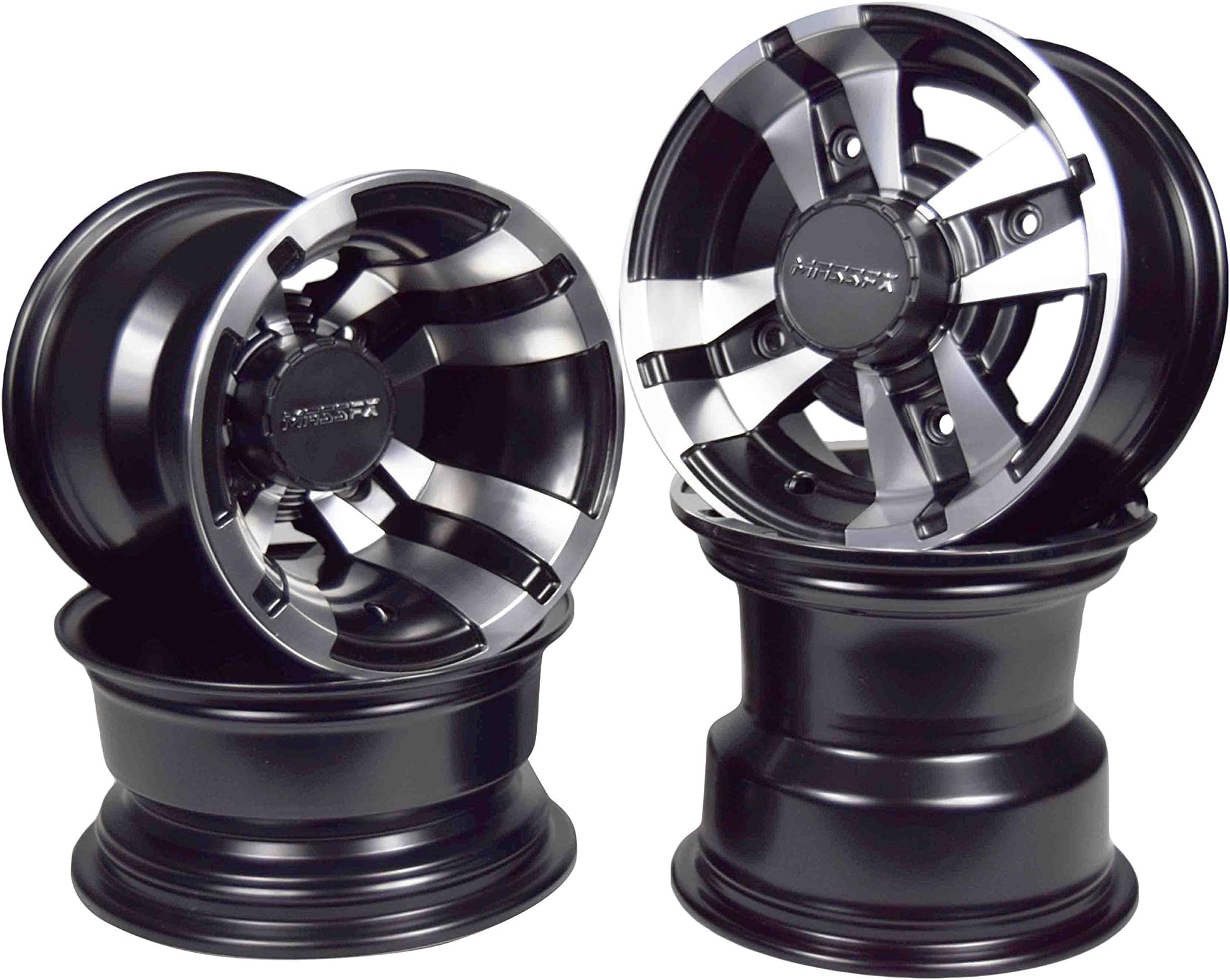 MASSFX Front 10" & Rear 9" Rim Machined 10x5 4/156 & 9x8 4/115 Wheels For Yamaha Banshee 350 (1987-2006) & Lug Nuts