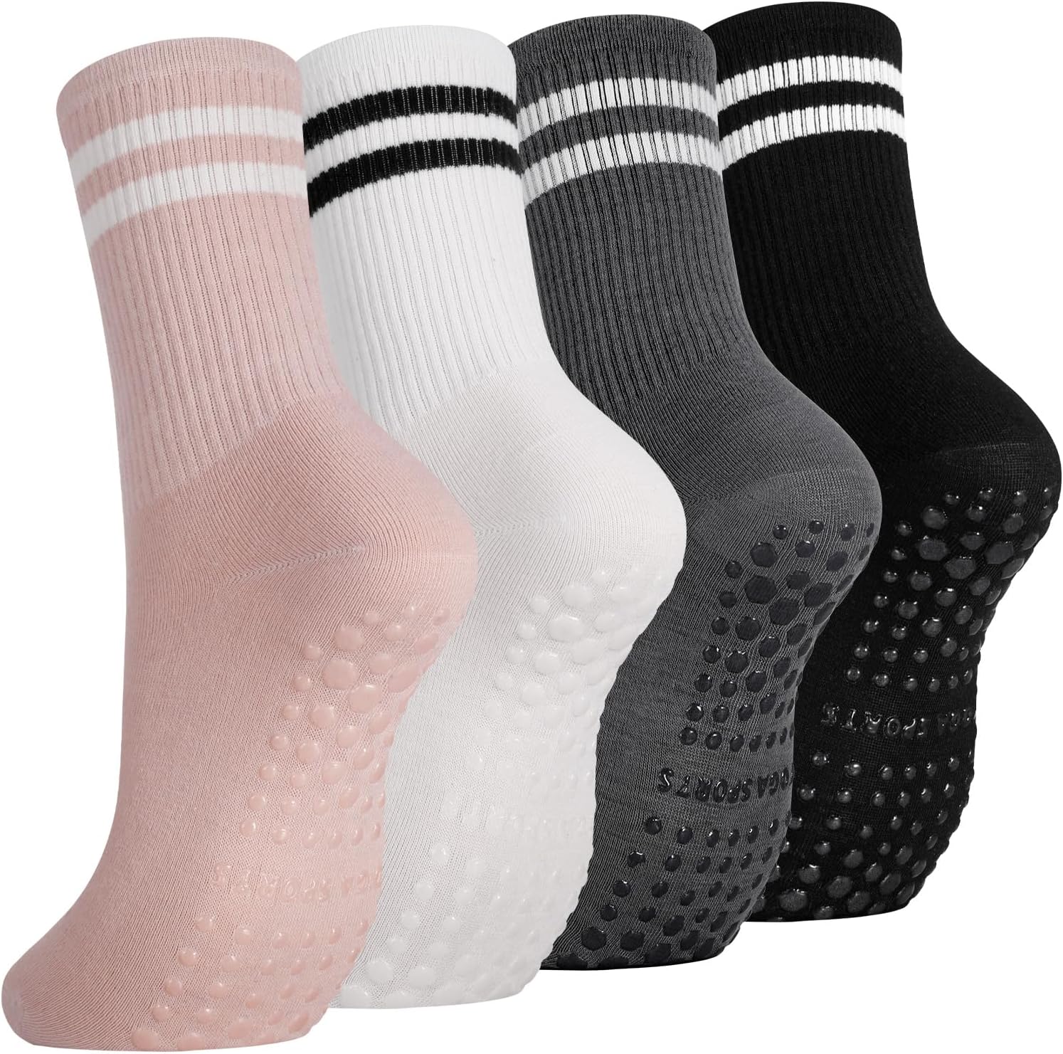Zuimei Yoga Grip Socks Women, Non Slip Pilates Socks Grippy Socks Ladies Mid-Calf Grip Socks for Ballet Dance Workout Fitness Running