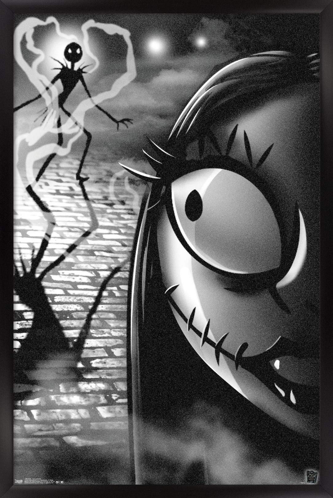 Trends International Disney Tim Burton's The Nightmare Before Christmas - Jack And Sally Wall Poster, 22.375" x 34", Black Framed Version
