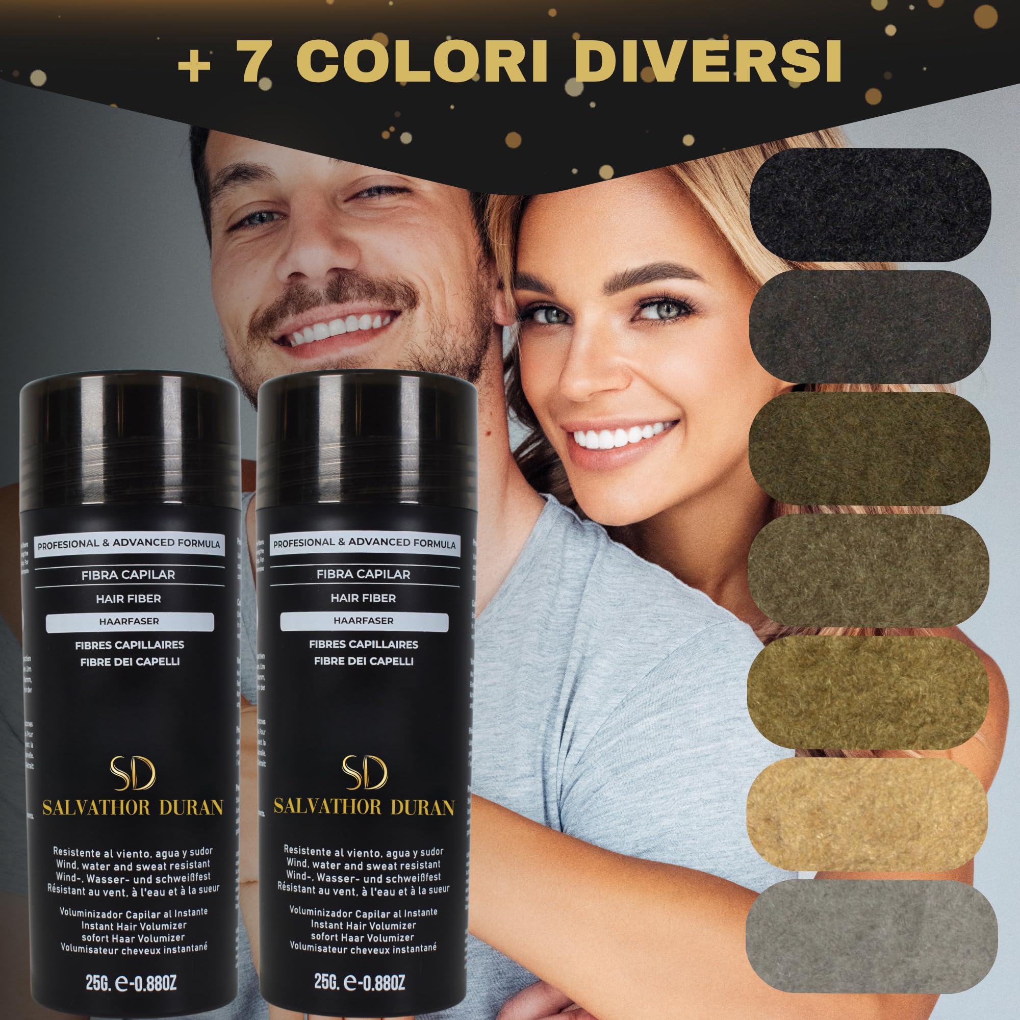 Salvathor Duran Fibre per Capelli 2x25g (50g Totale) - Polvere di Cheratina - Hair Fiber