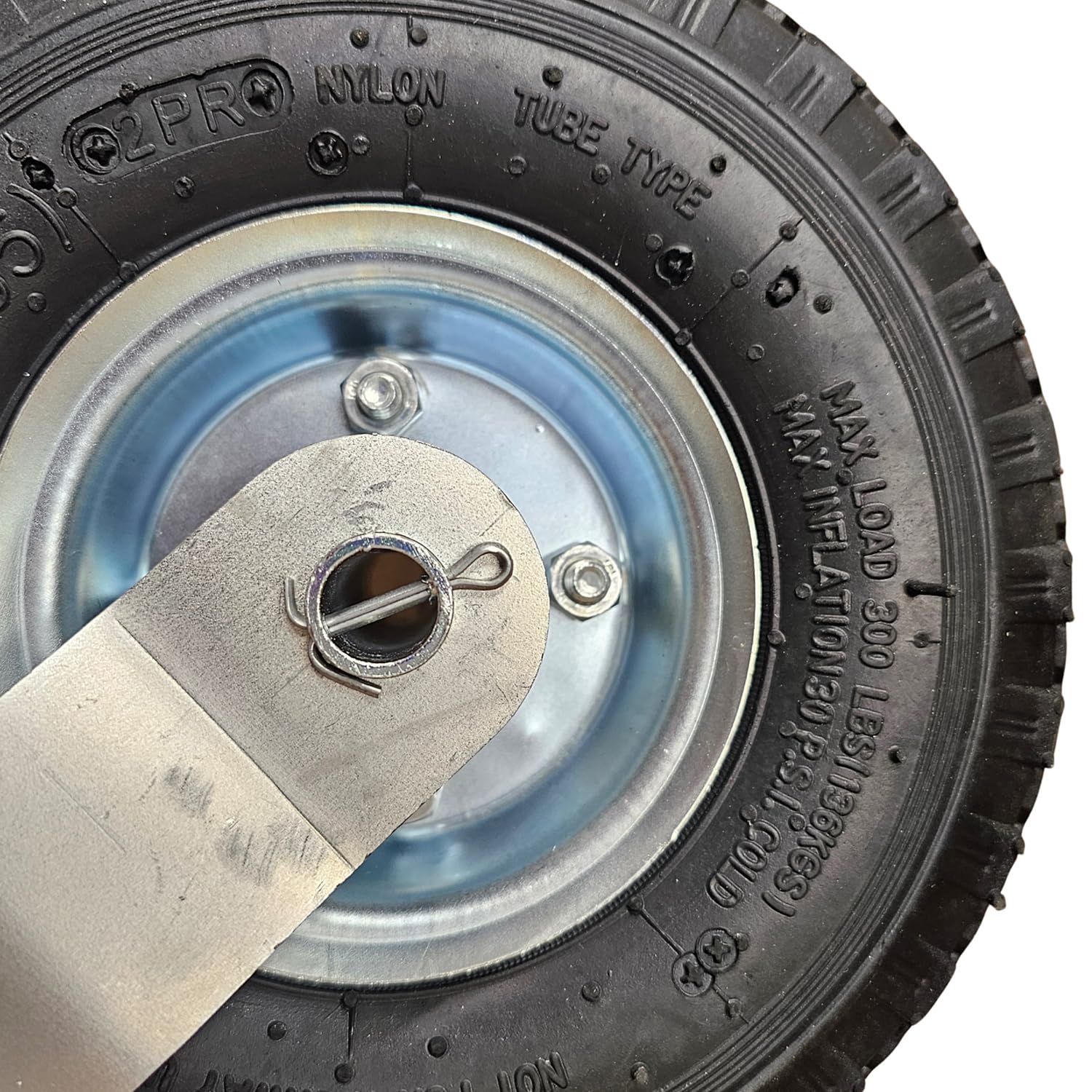 KATSU Roue Jockey 48 mm avec 10" Pneu Pneumatique en Caoutchouc avec Pince et 1m Câble en Acier Inoxydable pour Caravane Remorque de Voiture en Acier Galvanisé