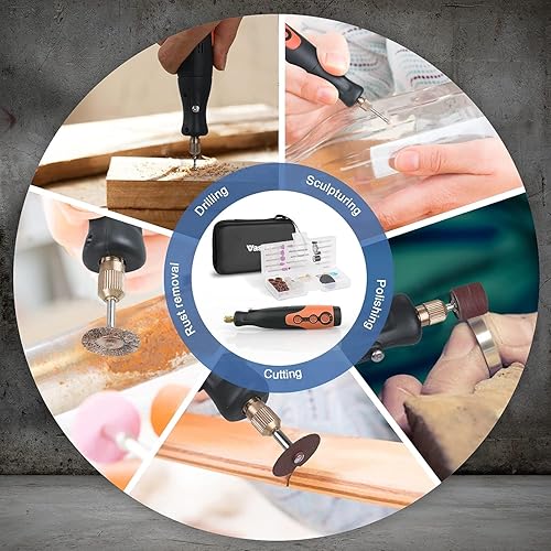 Miniatura 7 de Vastar Mini herramienta rotativa inalámbrica de 2000 MAH, kit de herramientas rotativas de carga tipo C con 51 accesorios, herramienta giratoria