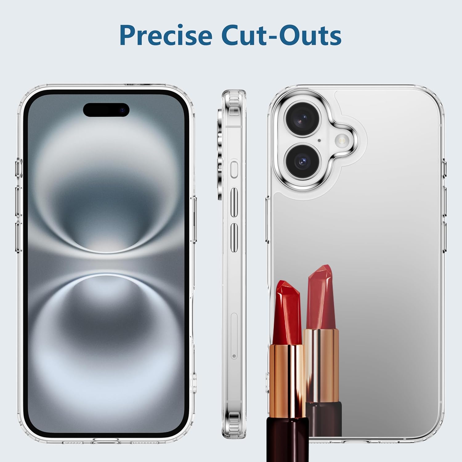 ZTOFERA Mirror Case for iPhone 16, Mirror for Girls Women Makeup, Cute Glossy Hard Back+Clear Soft TPU Bumper Slim Fit Anti-Drop Shockproof Protective Case for iPhone 16 - Image 3