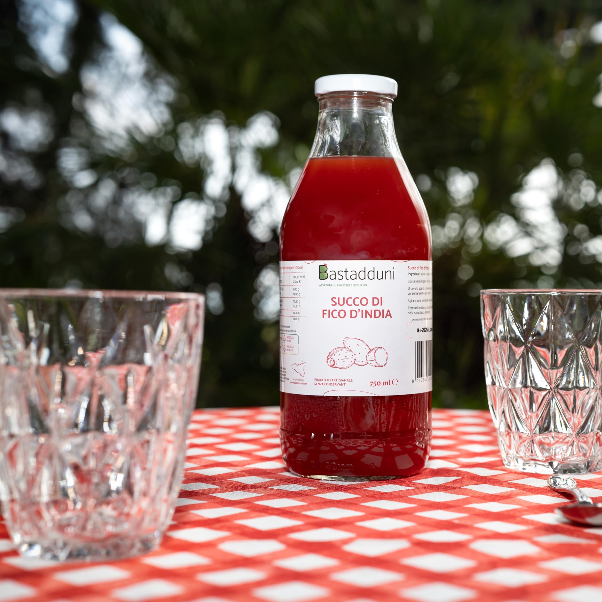 Bastadduni - Succo di Fico d'India 100% Naturale - 12x200ml - Senza Zuccheri Aggiunti - Spremuta di Frutta in Bottiglia di Vetro - Bevanda rinfrescante - Succo di frutta per bambini