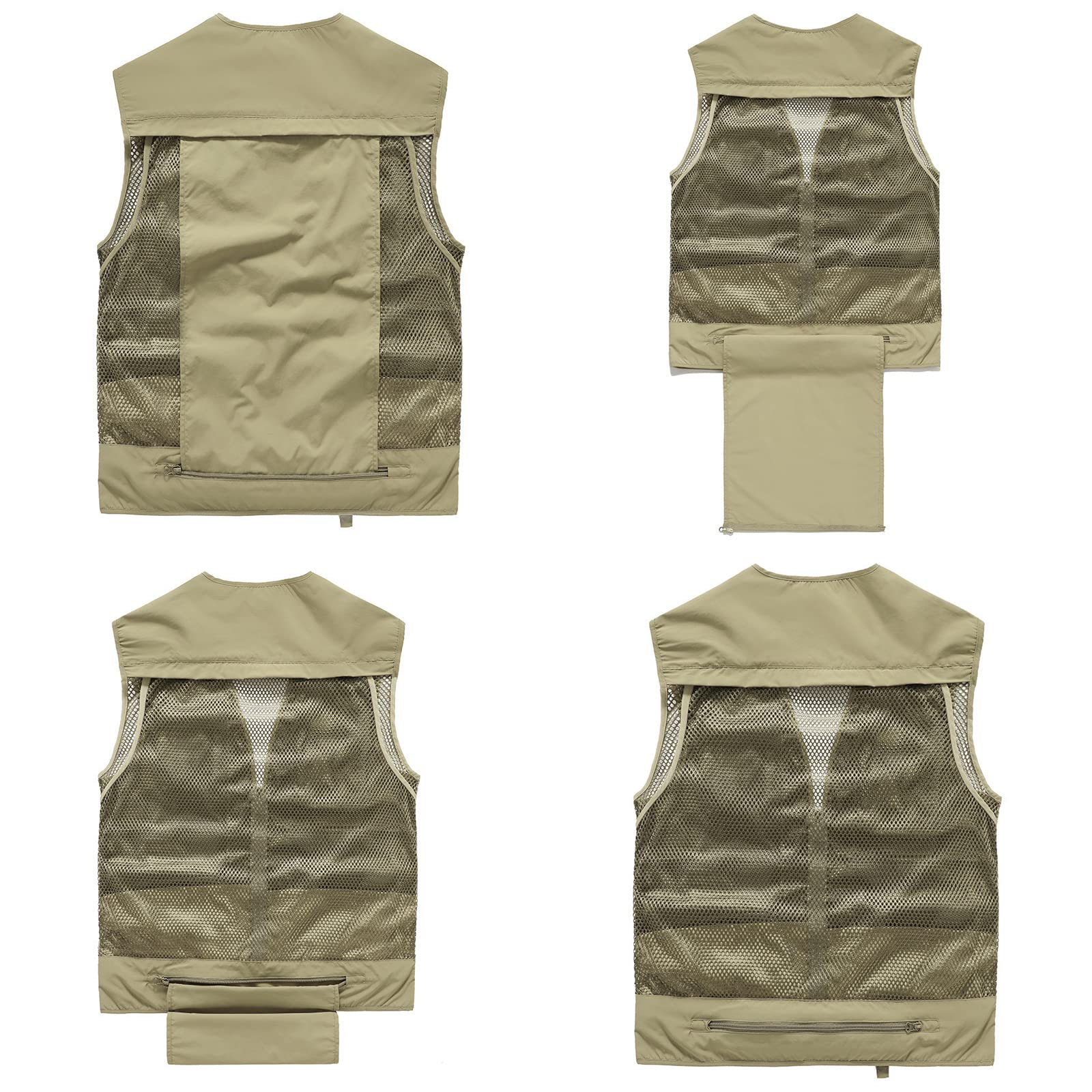 Hombres Chaleco de Pesca Secado Rápido Respirable Chaleco con Multibolsillos para Pesca Fotografía Caza Cámping Viajes(Size:6XL,Color:Rojo)