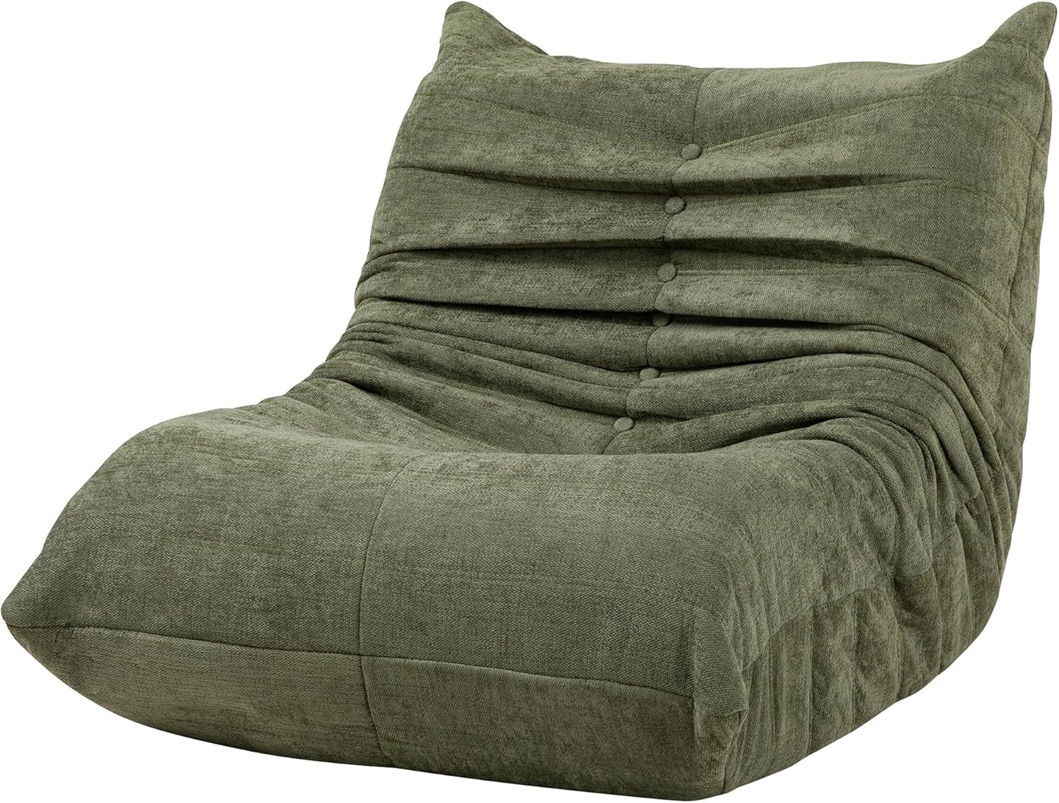 Shintenchi Bean Bag Sofa Chair, Faux Fur Floor Lounger with High-Density Memory Foam Filling, Comfy Armless Lazy Sofa for Living Room, Bedroom, Dorm & Reading Room, No Assembly Required, Green