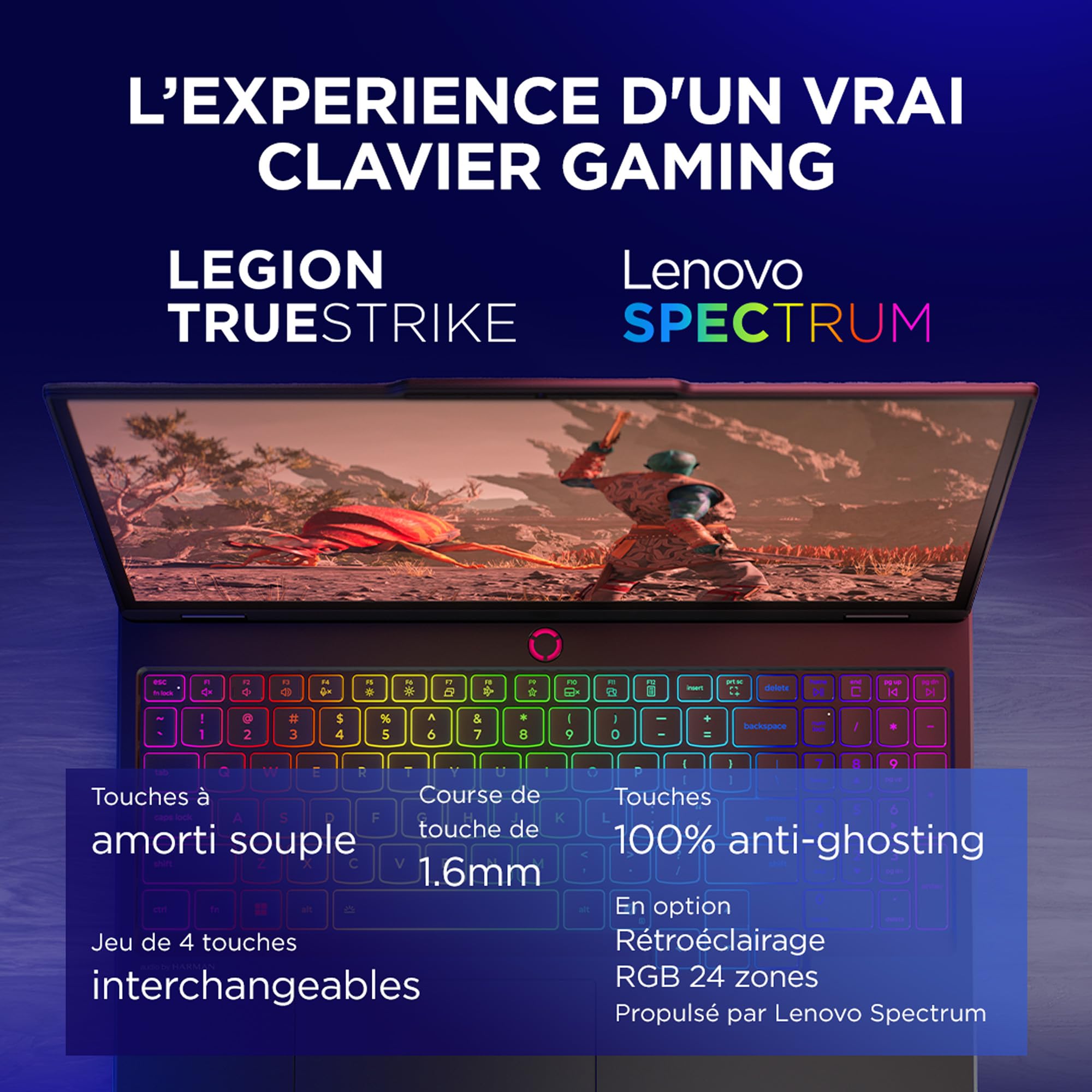 Lenovo Legion 5 15IRX10 - Ordinateur Portable Gaming 15.1'' OLED WQXGA 165Hz (Intel Core i7-13650HX, RAM 16Go, SSD 1To, NVIDIA RTX 5060 8GB, Windows 11) Clavier rétroéclairé RGB AZERTY Français - Noir