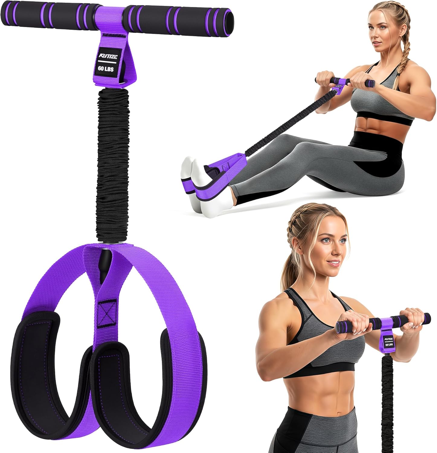 Multifunction Foot Pedal Resistance Band, Portable Leg & Arm Workout Equipment for Full Body Strength, Yoga, Pilates, Physical Therapy & Stretching, Core/ABS Ab Machine for Home Gym
