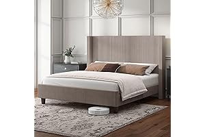 HOWE Upholstered Platform Bed Frame King Size - Luxe Taupe