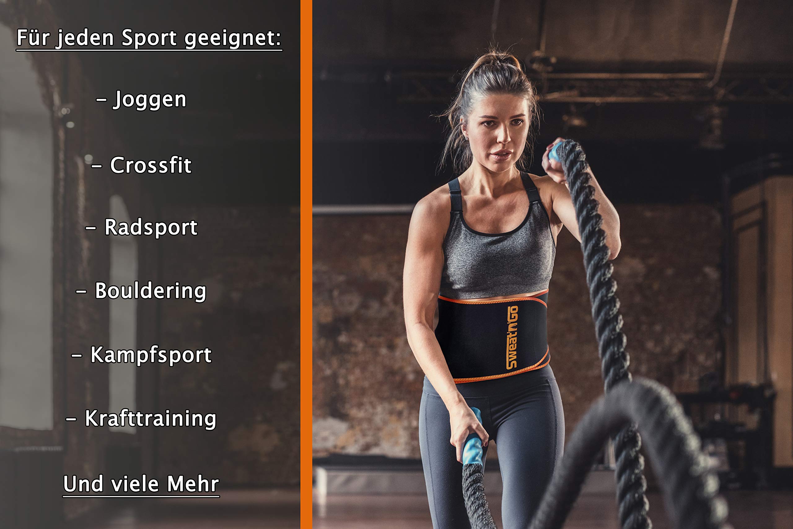 Sweat 'n' Go Bauchweggürtel - Starkes Schwitzen Durch Extra Dickes Neopren - Schwitzgürtel Mit Extrem Festem Klettverschluss - Damen und Herren