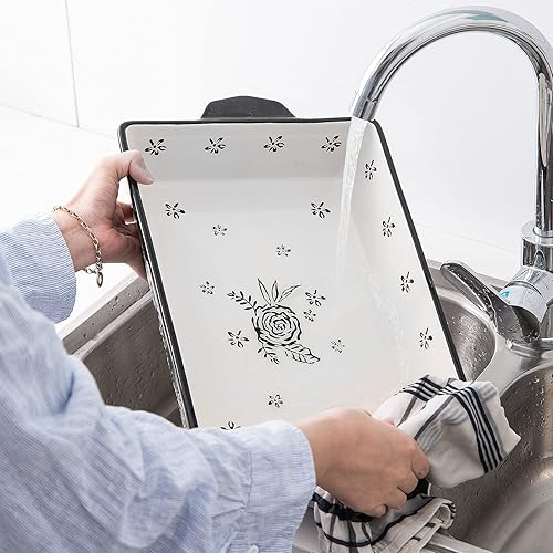 Miniatura 6 de Wisenvoy Juego de 3 piezas de utensilios para hornear, cacerola para lasaña de cerámica, juego de platos para hornear, juego de platos para hornear