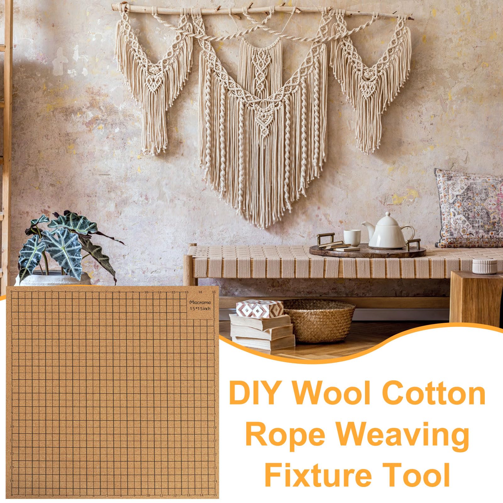 Macrame Board with Pins, 16x12/16x16in Portable Double Side Macrame Project Board with Grids,Reusable Macrame Board,Handmade Braiding Board for Braiding Bracelet Scarves Wigs Knotting String (16x16in)