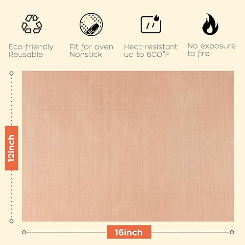 Miniatura 2 de HTVRONT Hojas de teflón para prensa de calor, paquete de 3 láminas de teflón PTFE antiadherentes reutilizables de 12 x 16 pulgadas, papel de teflón