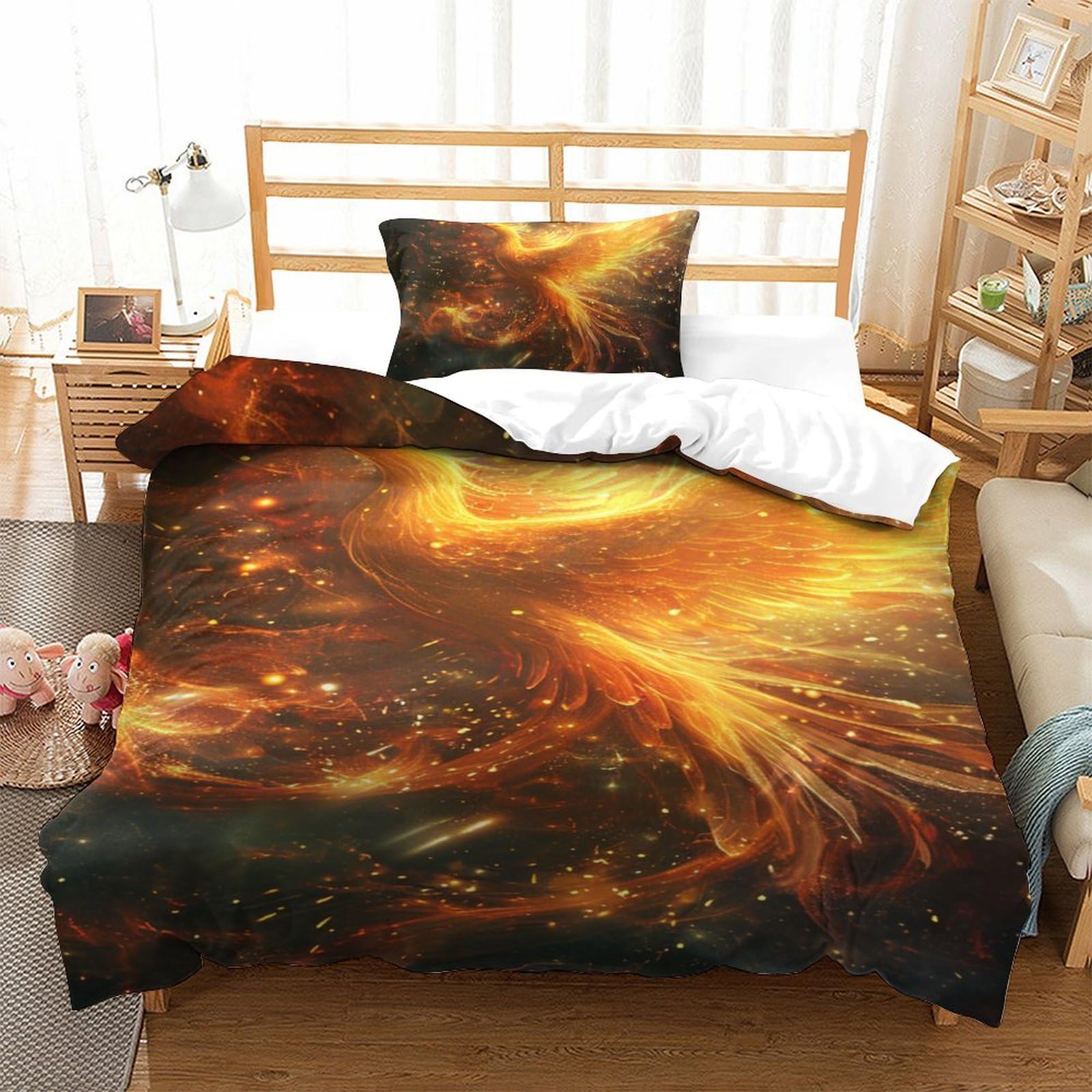 Parure de lit Ptérosaure de feu microfibre housse de couette 135x200cm