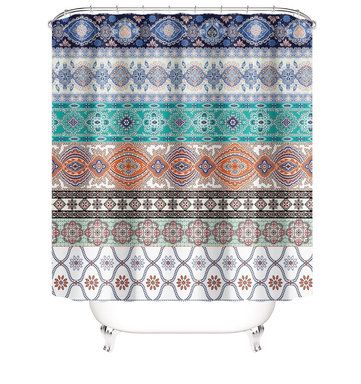 Shower Curtain Watercolor Leaves on The Top Plant with Floral Bathroom Decoration Shower Curtain Sets 180x180 cm with Hooks(XTL126-GR) (BXMY-3-SE)