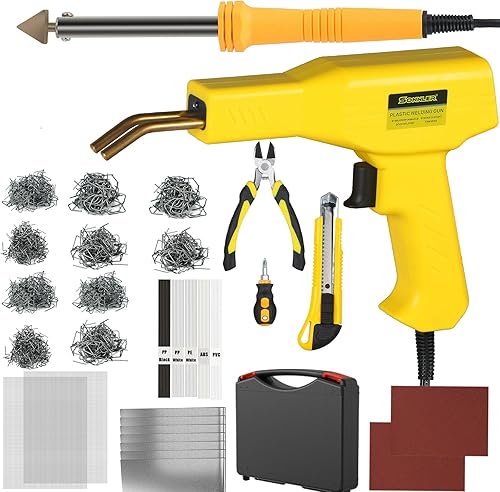 SONNLER Kit de soldador de plástico mejorado de 100 W, kit de reparación de plástico de grapadora en caliente de 1000 piezas para reparación de