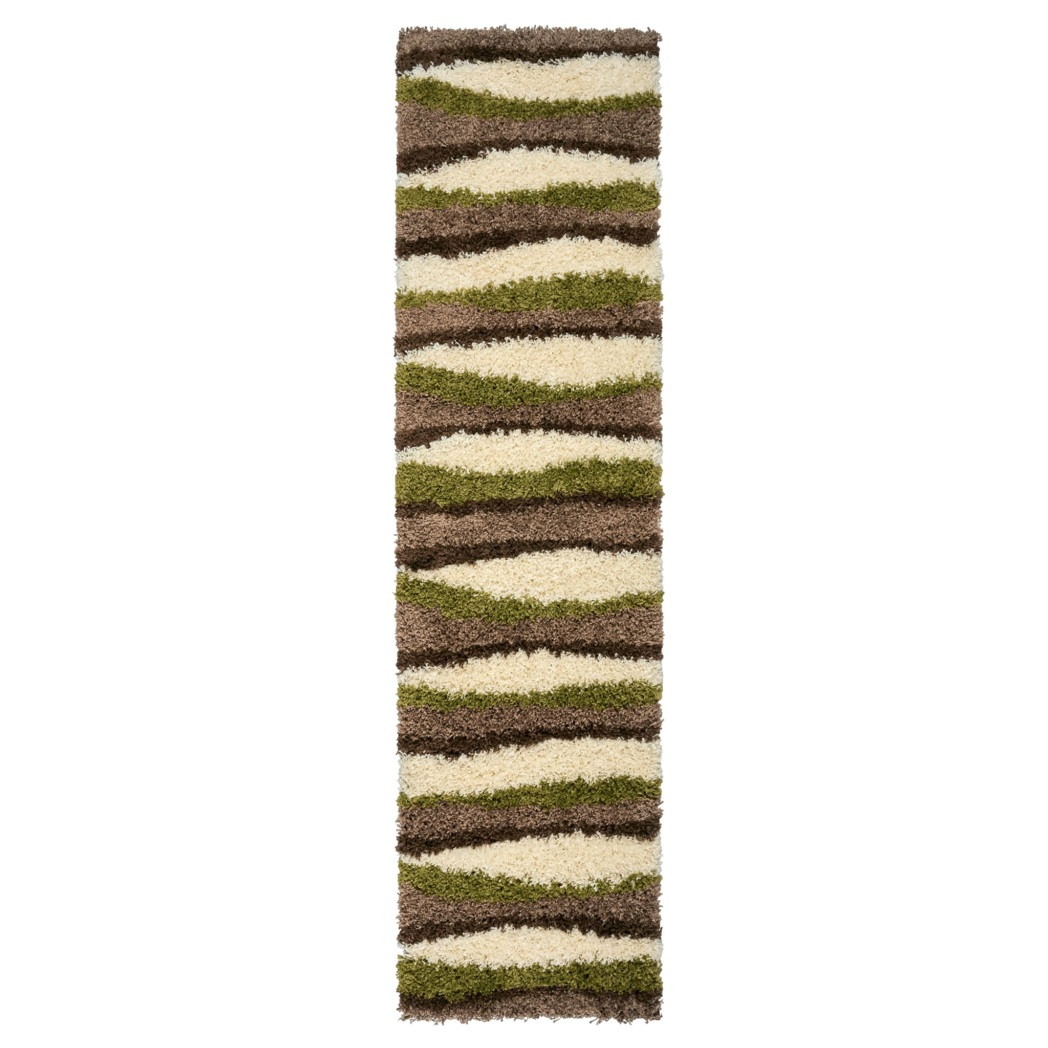 Bravich Wave Shaggy Rug Green 60 x 230 cm (2ft x 7ft7), Long Kitchen Fluffy
