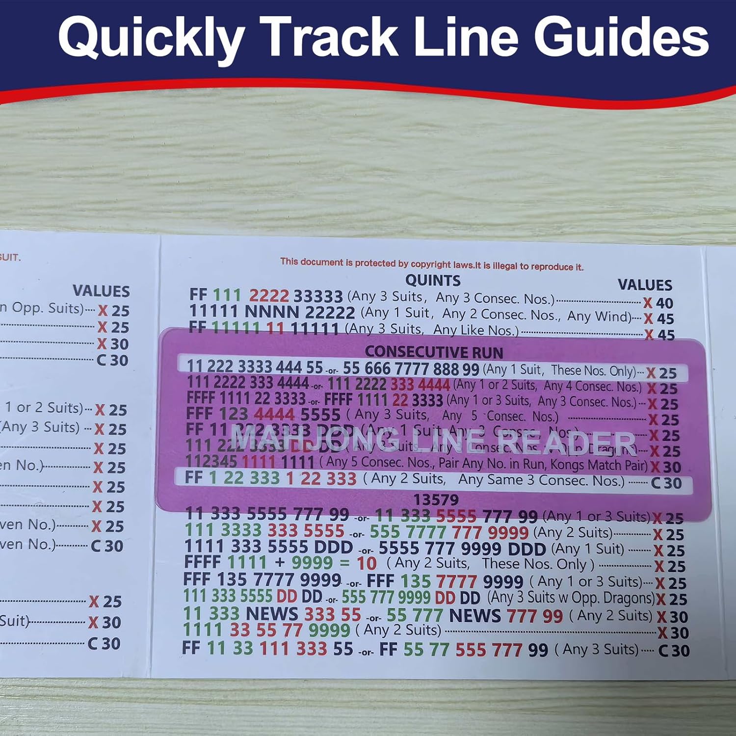 4Pcs Mahjong Card Guide and Line Finder for Strategy Tool for Beginners, for Travel, Parties, Competitions, Game Nights, Pink Upgrade