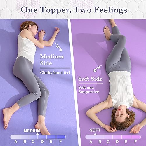 Miniatura 2 de SINWEEK Cubrecolchón de espuma viscoelástica de 3 pulgadas, tamaño individual, almohadilla de colchón suave y mediana para aliviar el dolor de