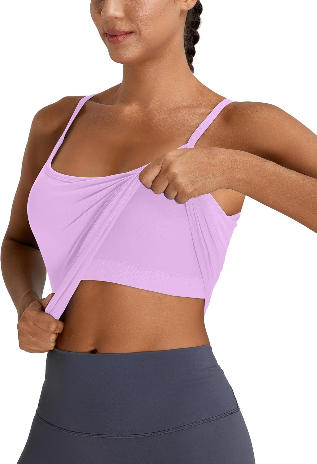 MathCat Camisole Workout Tank Tops for Women with Built in Bra Adjustable Straps Yoga Athletic Tops U-Back