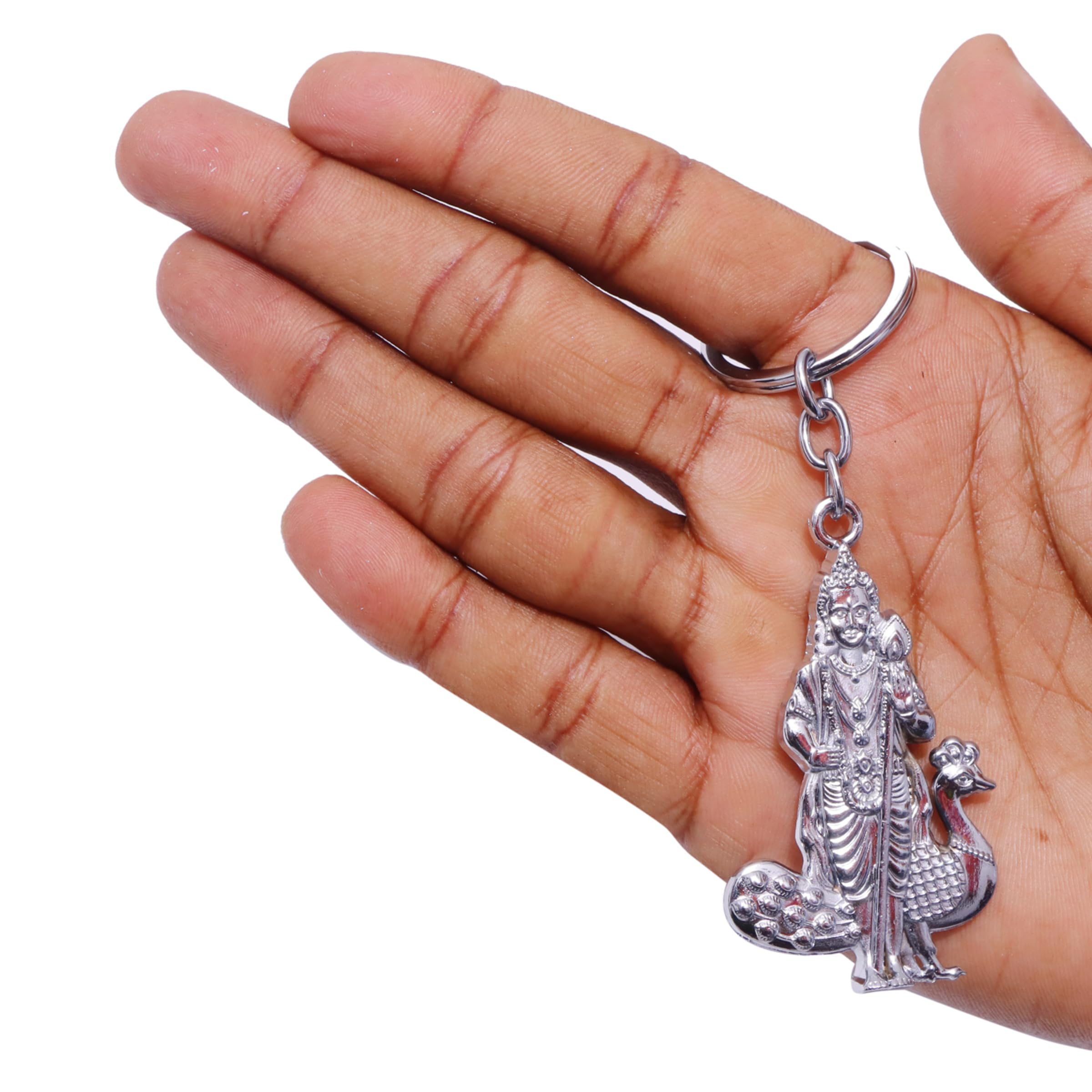 Murugan Statue Keychain | Kartikeya Idol Keychain, Metal, 1 Piece-image-5