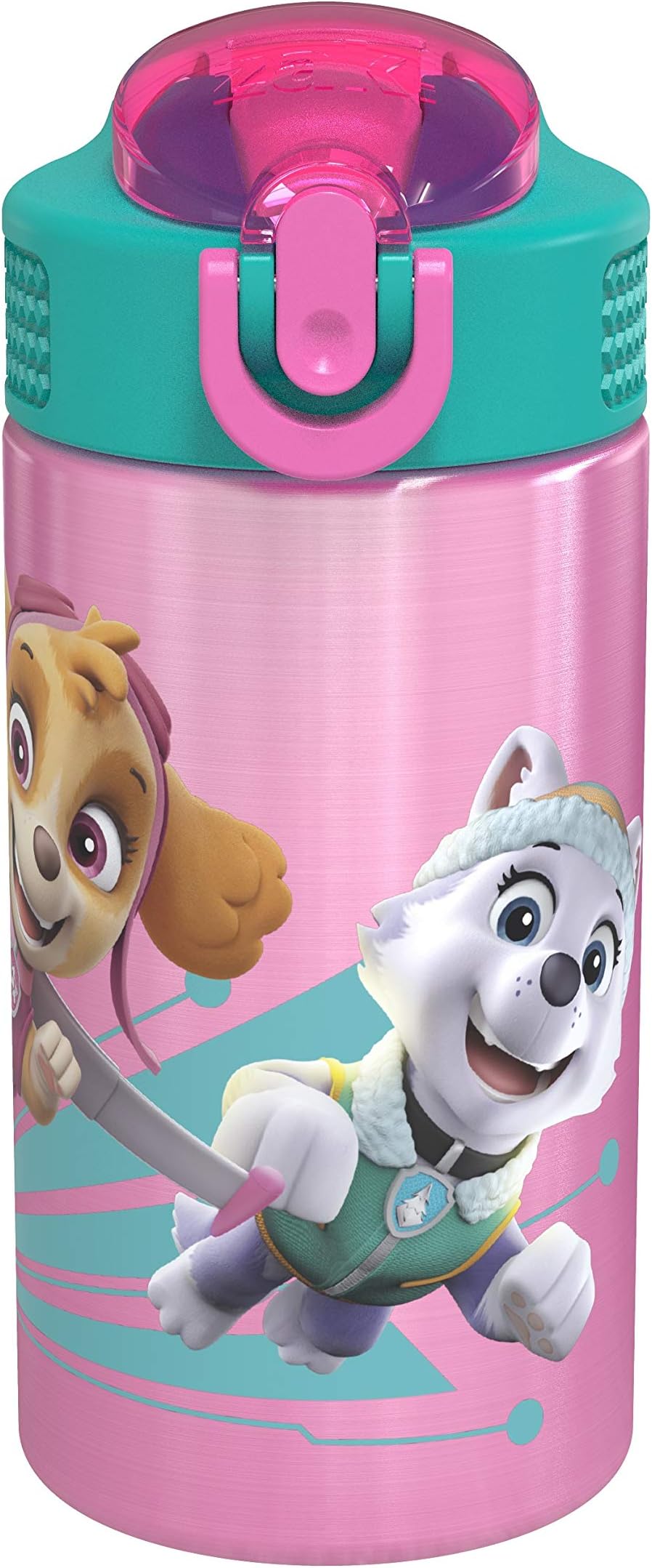 18/8 Stainless Steel Kids Water Bottle with Flip-up Straw Locking Spout Cover, Durable Cup for Sports or Travel (15.5oz, Paw Patrol Skye),PWPT-S732