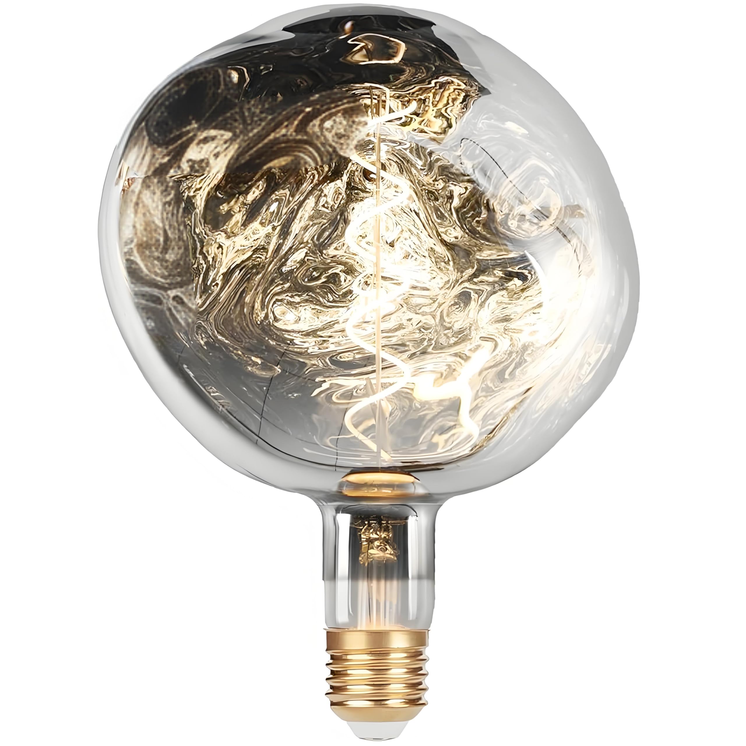 Vanpus Giant LED Decoration Bulb, 6 W Dimmable 2700 K Warm White, E27 Socket, CRI 90+, Flicker-Free, Handmade Nickel-Plated Silver Look, Maximum Diameter of 150 mm
