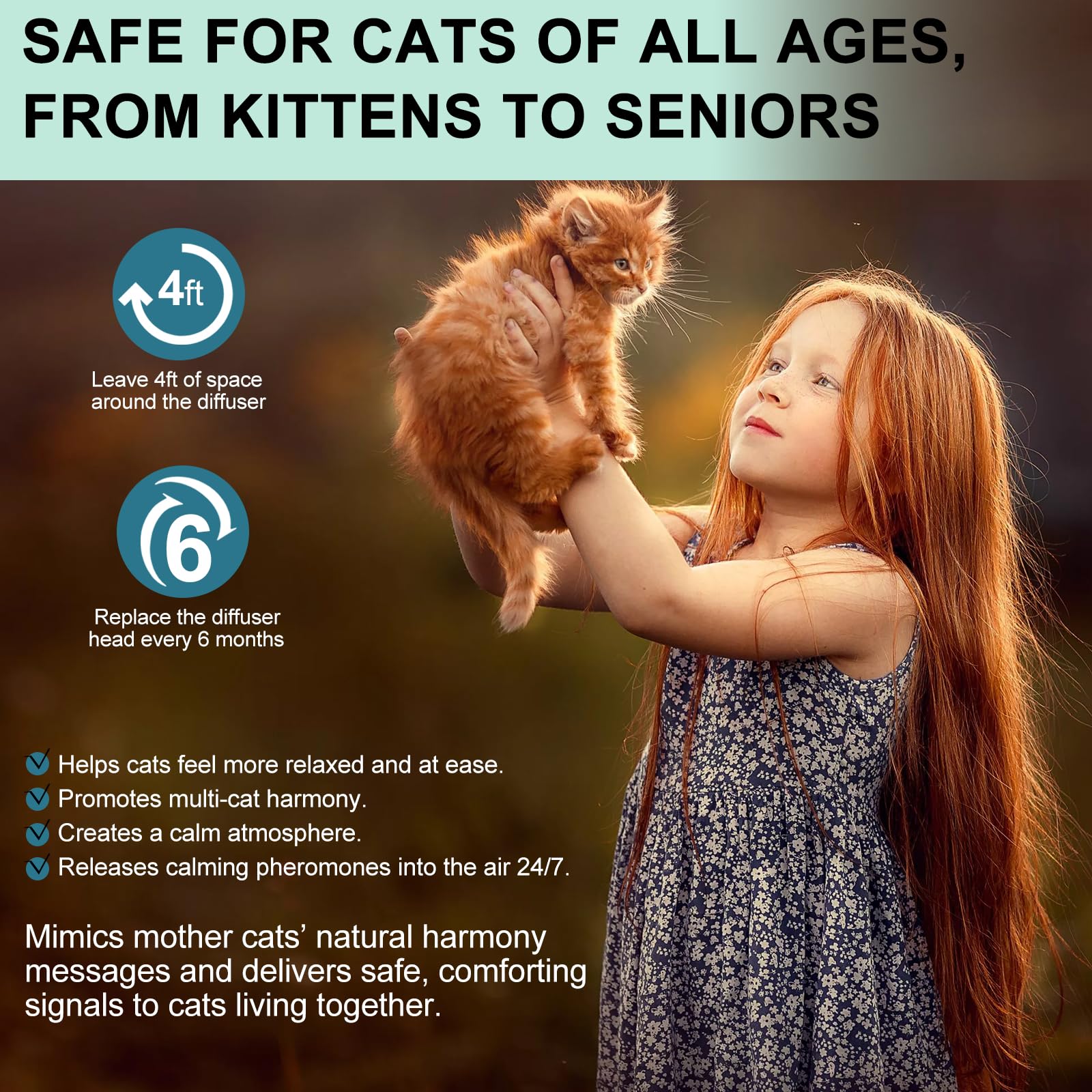 Cat Calming Pheromone Diffuser 4 in 1 Kit Cat Relaxing Pheromone Diffuser Relieve Anxiety Reduce Fighting Spraying and Scratching 48ml Refill - image 5