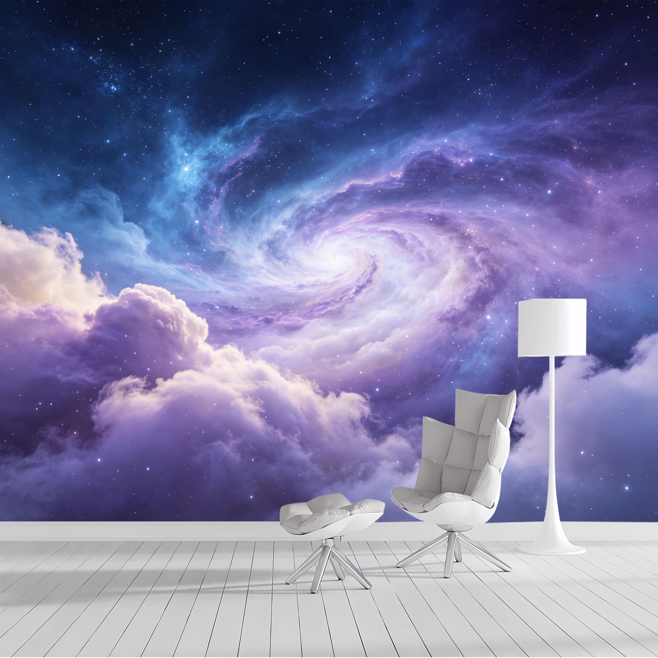 Custom Size Wall Mural Cosmic Nebula Starry Sky Swirl Galaxy Watercolor SelfAdhesive Wall Fabric Removable Peel and Stick Wallpaper Wall Decor for Living Room Bedroom Bathroom