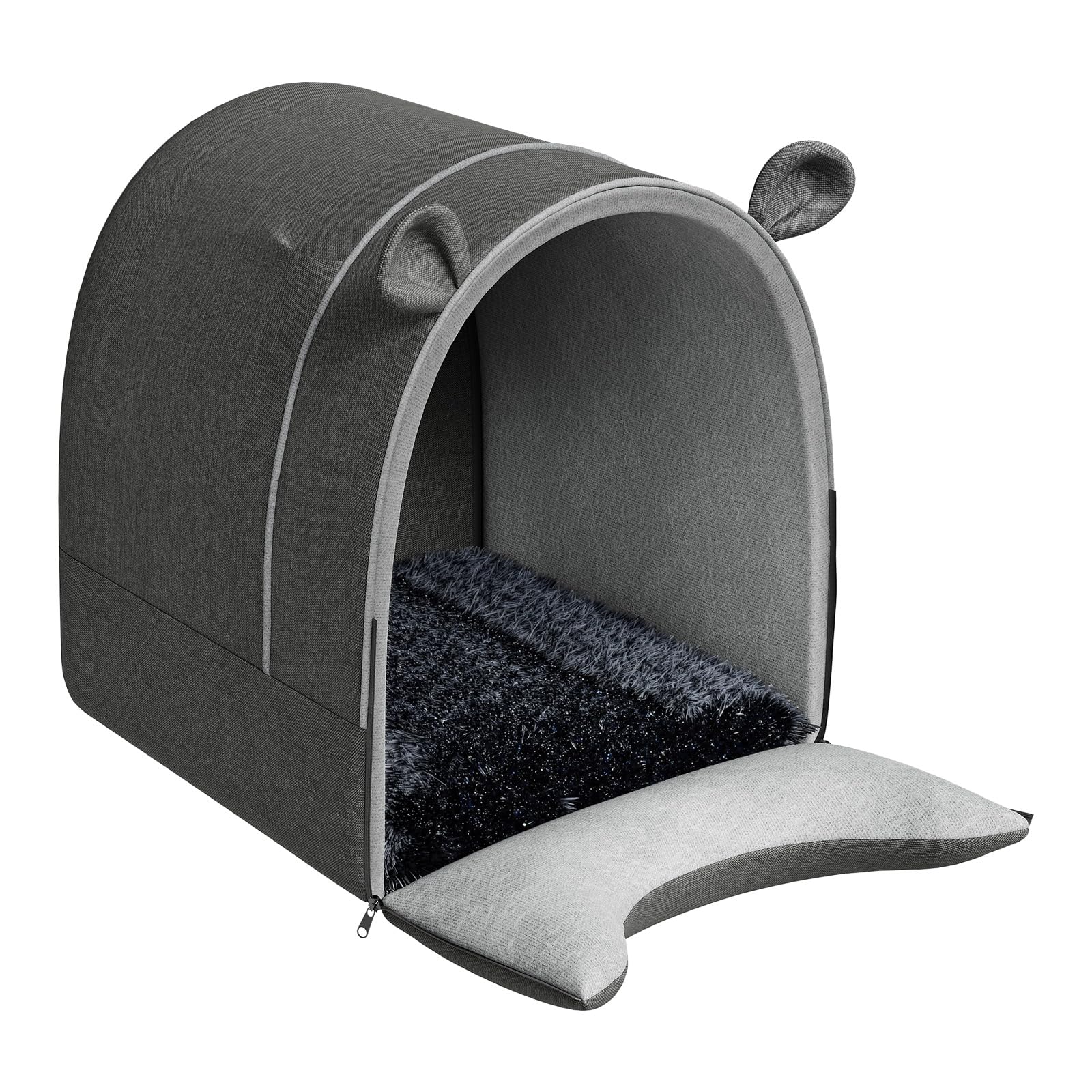 EUGAD Niche pour Chien Chat Intérieur 2-en-1 avec Coussin, Maison pour Chiens Résistante à l'hiver Imperméable 60x55x60cm