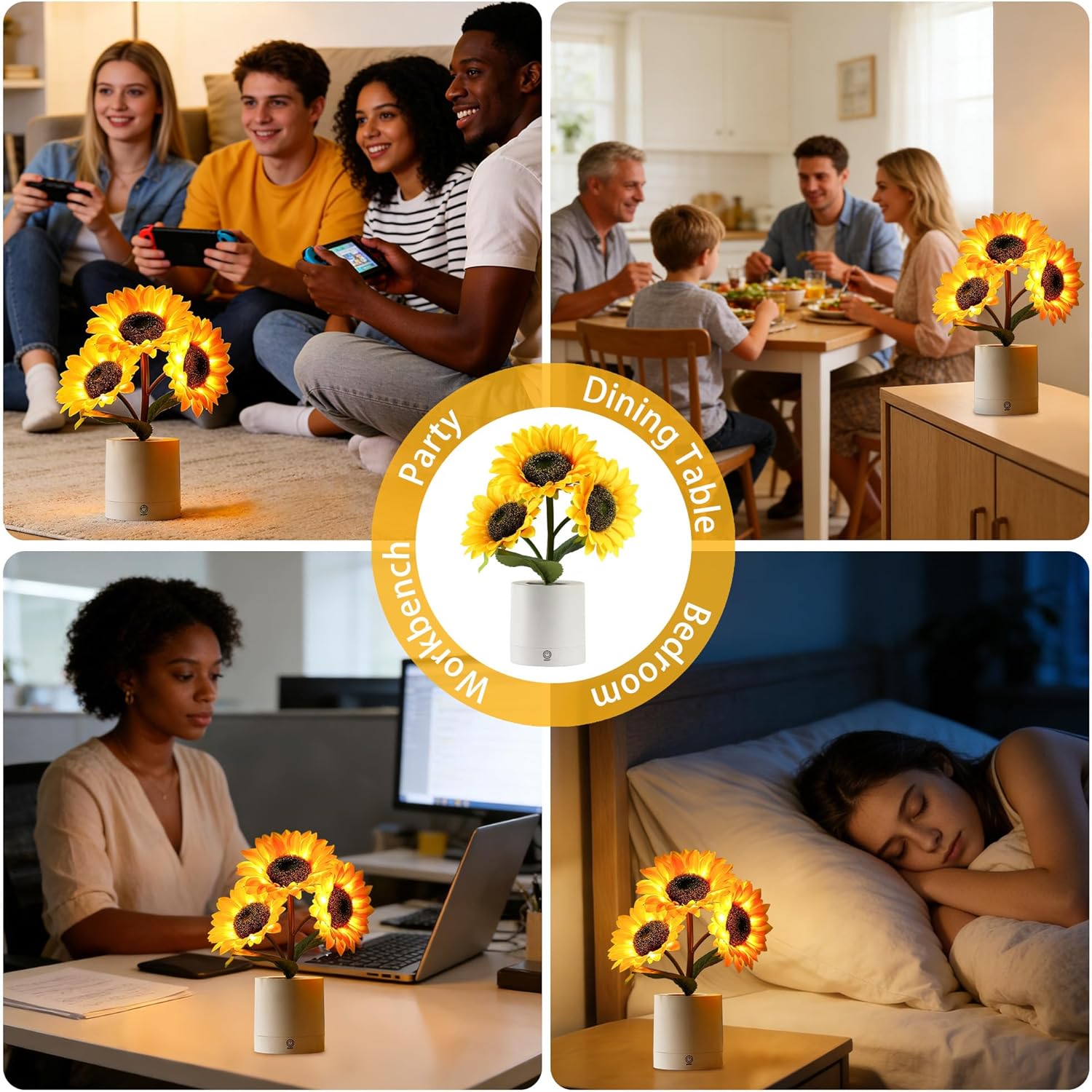 Sunflower Flower Lamp Gifts for Birthday Christmas Valentines Mothers Day Gifts for Women Mom Grandma Girlfriend Friend Wife Anniversary Birthday, Bedroom Bar Coffee Shop Sunflower Light Lamp Decor
