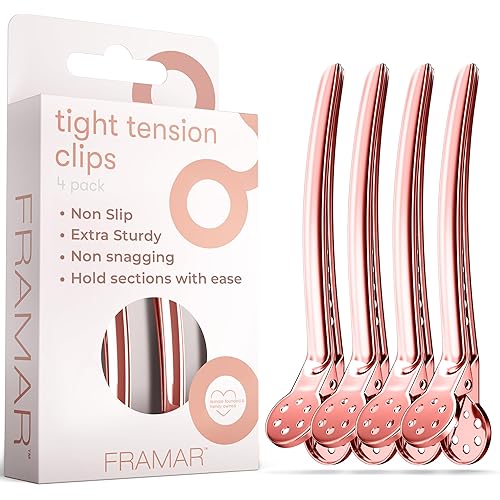 Framar Rose Gold Metal Hair Clips For Styling - Professional Hair Styling Clips, Hair Sectioning Clips, Salon Hair Clips Metal, Hairclips, Hair Salon Supplies – Extra Strong Hold – 4 Pack