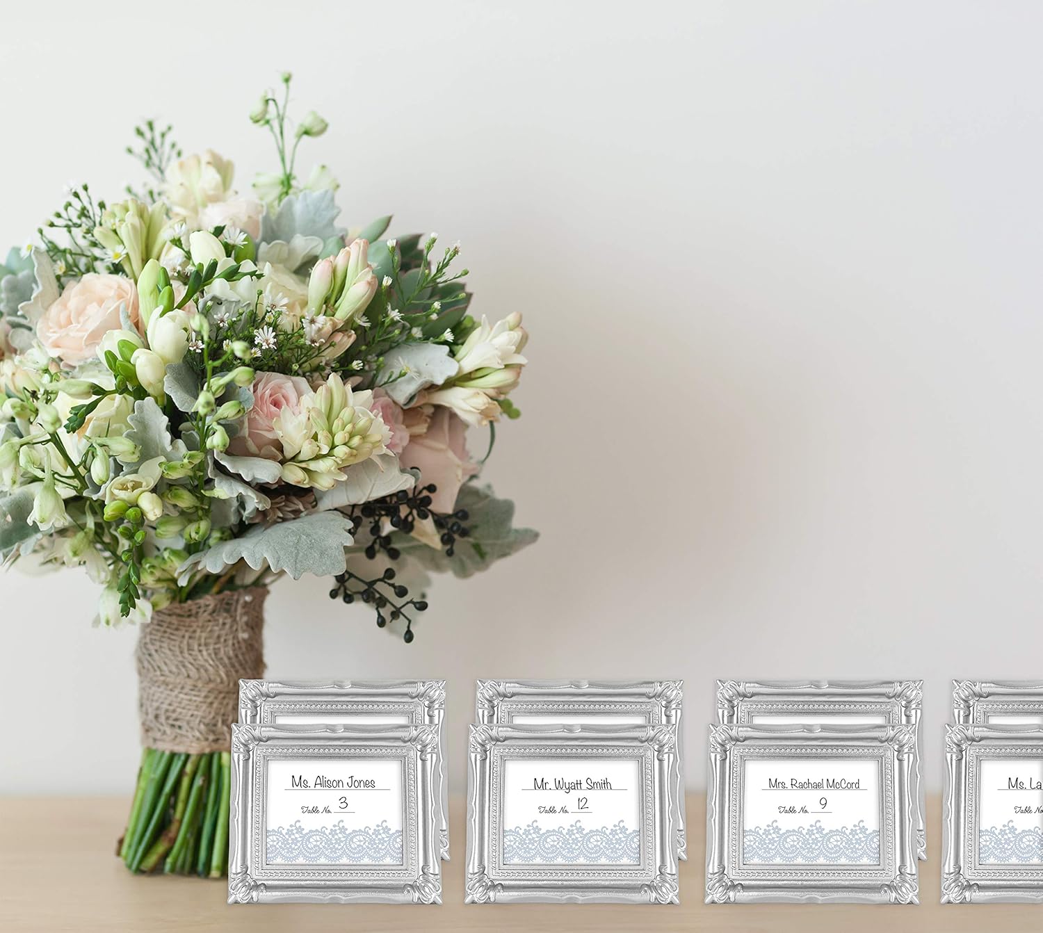 MCS Wedding Photo Frame/Placecard Holder, 69041, 24-Pack, Silver