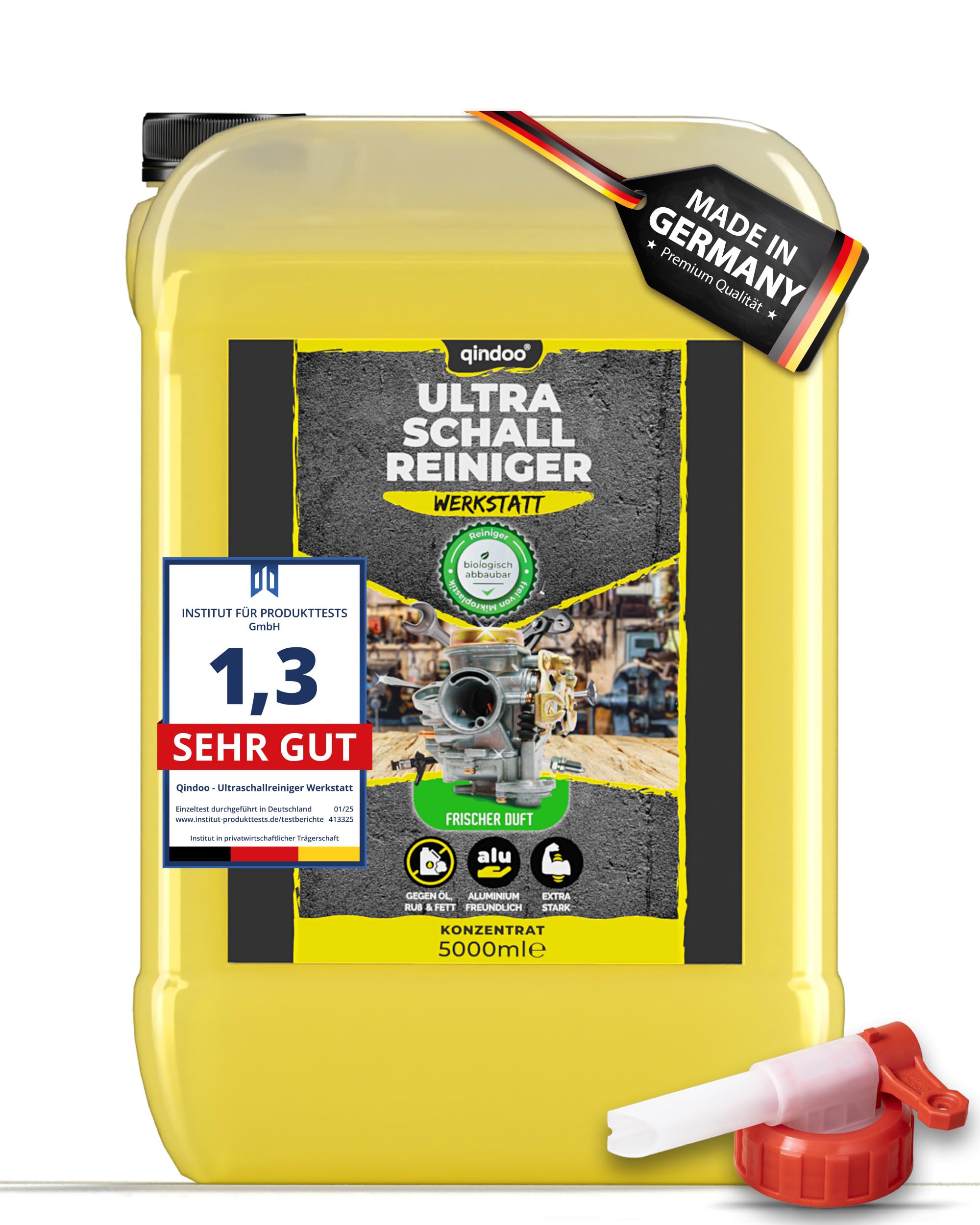 5L Ultraschallreiniger Autoteile, Vergaserreiniger Motorenteile, Alu, Auto, Werkstatt, Kanister mit Hahn (5 Liter + Hahn)