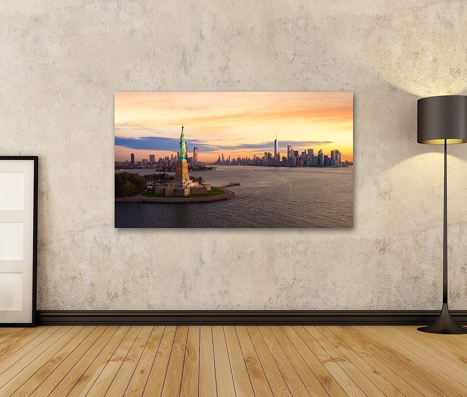 Islandburner Quadro Su Tela Statua Della Libertà New York, Stampa Artistica 80x40cm, Made In Germany