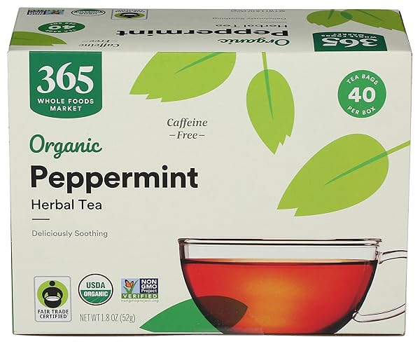 365 by Whole Foods Market, Organic Peppermint Tea (40 Bags), 1.9 Ounce (pack of 12)