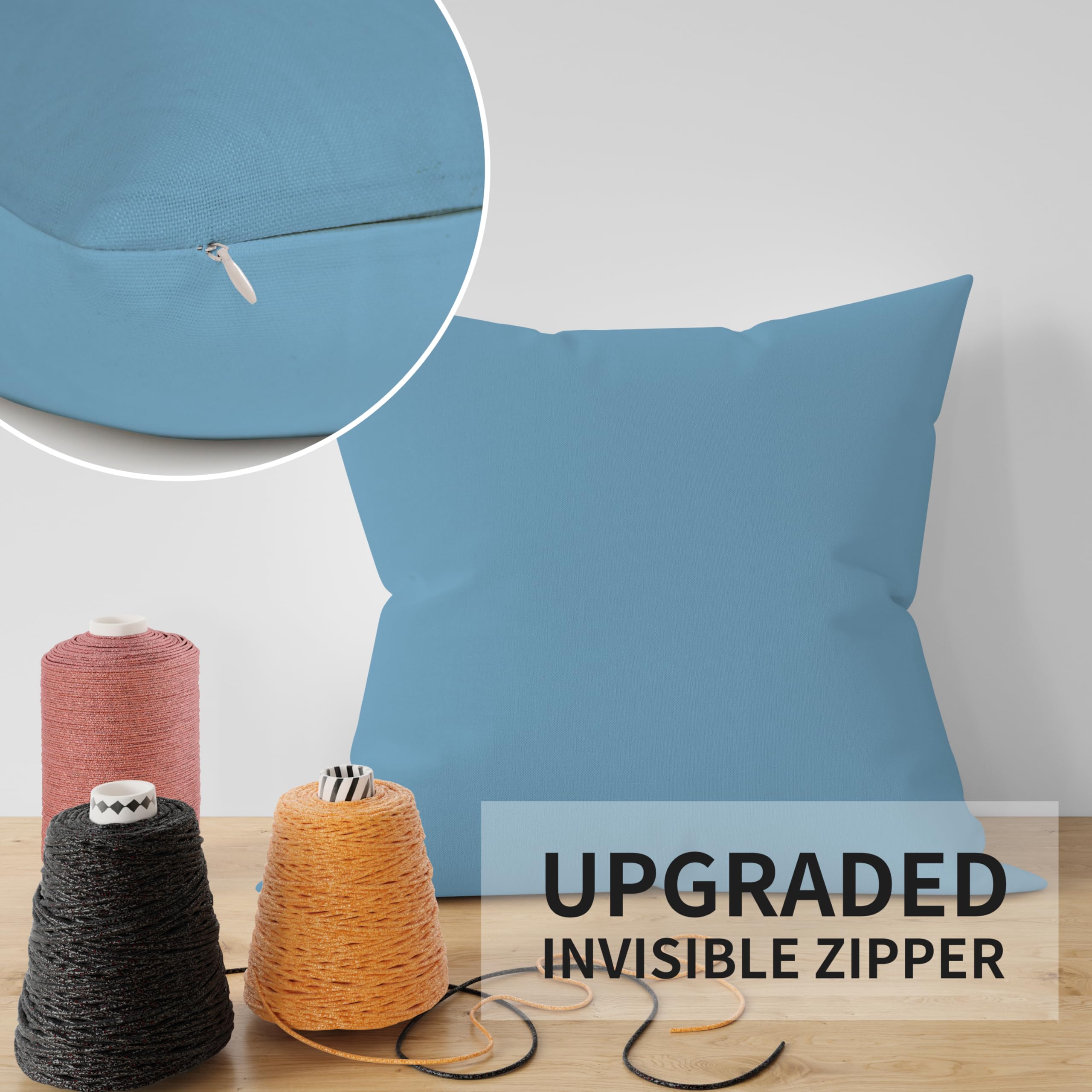 ggaimwf Solid Color Linen Look Cushion Covers for Sofa Bright Blue Green Throw Pillow for Bed Monet Oil Painted Color Handmade Square Cushion Cases with Invisible Zipper - Image 4