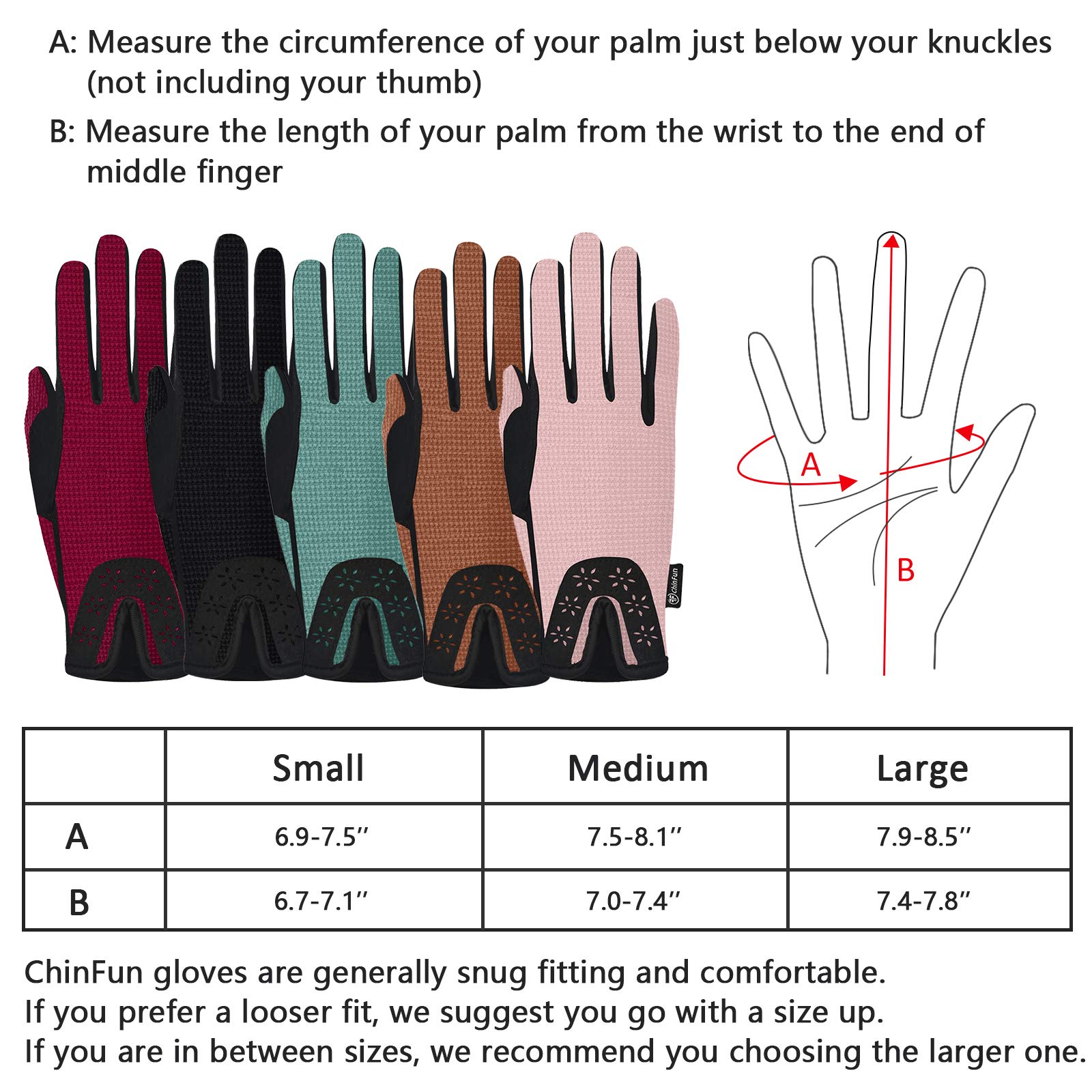 Chinfun Women Horse Riding Gloves Ladies Equestrian Gloves Anti