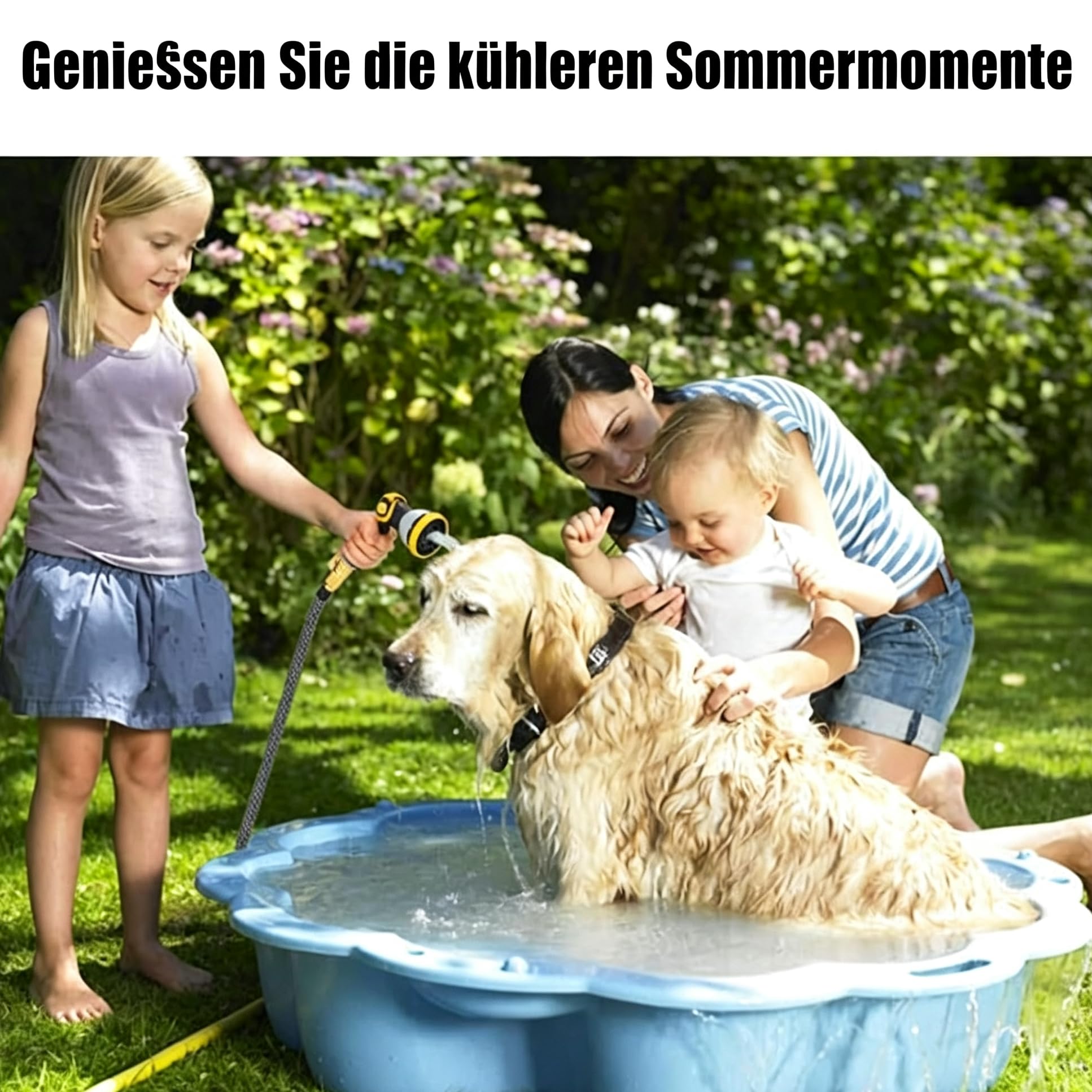 Erweiterbarer Gartenschlauch, 15,2 m, flexibel verstärkt mit 1,27 cm (1/2 Zoll) - 3/4 Zoll Messingbeschlägen und Universal-Hahnanschluss für Haustier-/Autowäsche, Rasen- und