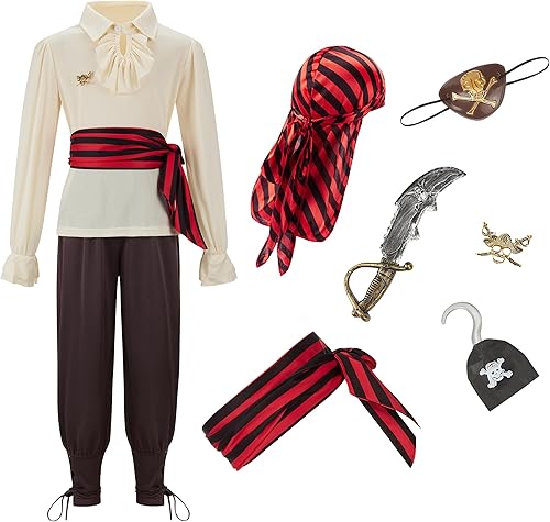Disfraz de pirata para niños, disfraz de bucanero para niño, disfraz de pirata de Halloween con accesorios disponible en Yaxa Venezuela
