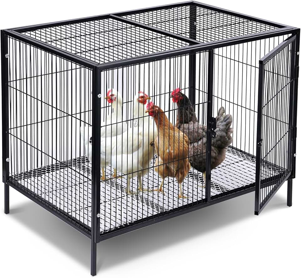 Small Chicken Coop with 4-6 Chickens,Outdoor,Predator Proof, Metal | 31.5"x19.7"x23.6" Small Bunny Cage, Easy Assembly, Portable Mobile Hen House, For Duck Quail Rabbit And Small Animals