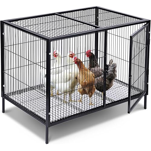 Chicken Coop for 4 Chicken, Protable Small Animal Cage Movable Rabbit Hutch Duck Coop Poultry House with Top & Side Opening Doors and Quickly Lock The Door, 33.5"x23.6"x27.5"