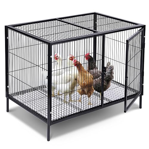 Metal Small Chicken Cage for 4-6 Chickens with Floor, Portable